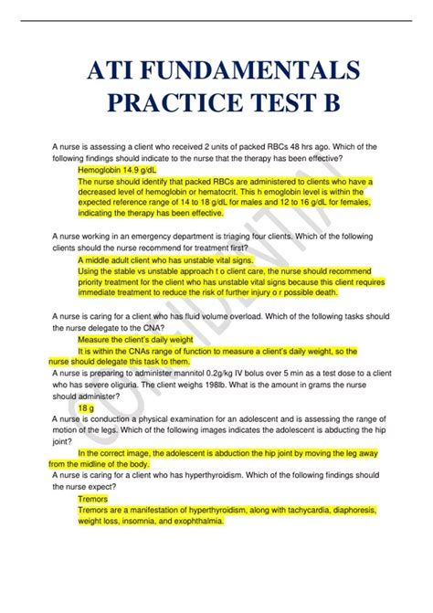 University Keiser University Course Fundamentals of Nursing Uploaded by MD Mariana Da Academic year 20212022 Helpful 10 Please or to post comments. . Ati fundamentals practice test b